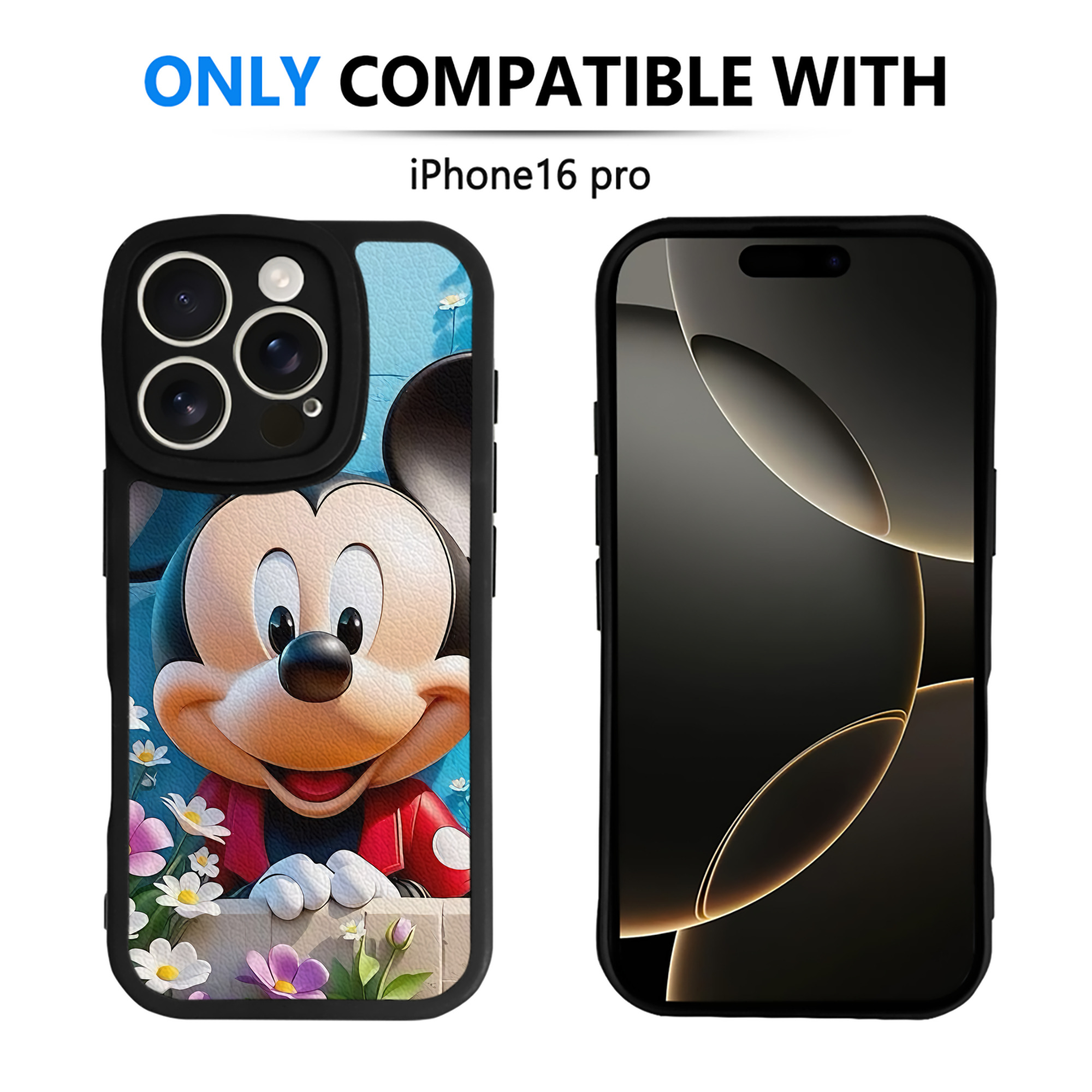 （画像用） ミッキーマウス Mickey Mouse 【iPhone 16シリーズ対応】シリコンスマホケース（レザー調） 材質：シリコン